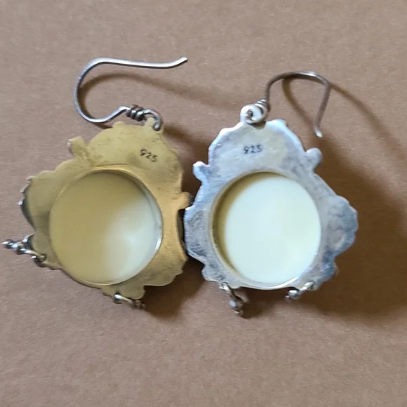 Sterling Silver Moon, Goddess Face Dangle Earrings - Picture 4 of 6